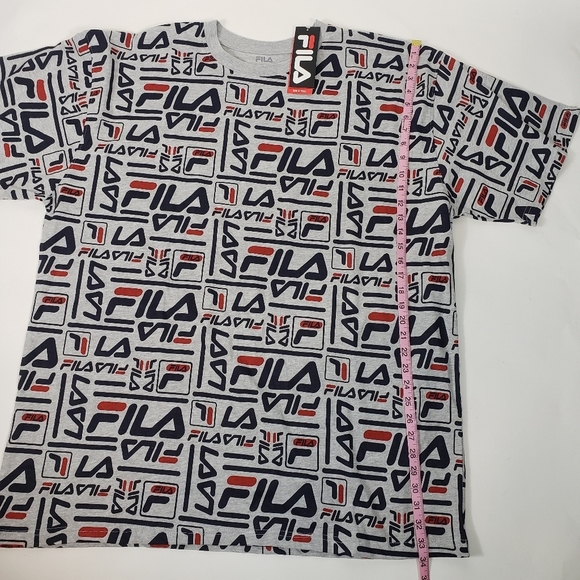 Fila Gray Logo T-Shirt Men's Size 2XL Spellout Streetwear Casual Big & Tall NWT - Picture 6 of 8